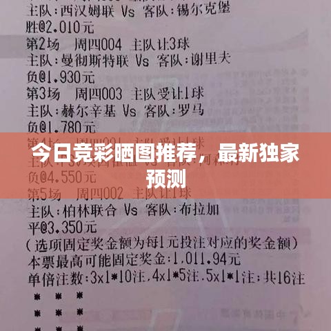 今日竞彩晒图推荐，最新独家预测