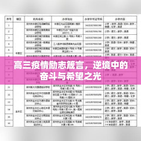 高三疫情励志箴言，逆境中的奋斗与希望之光